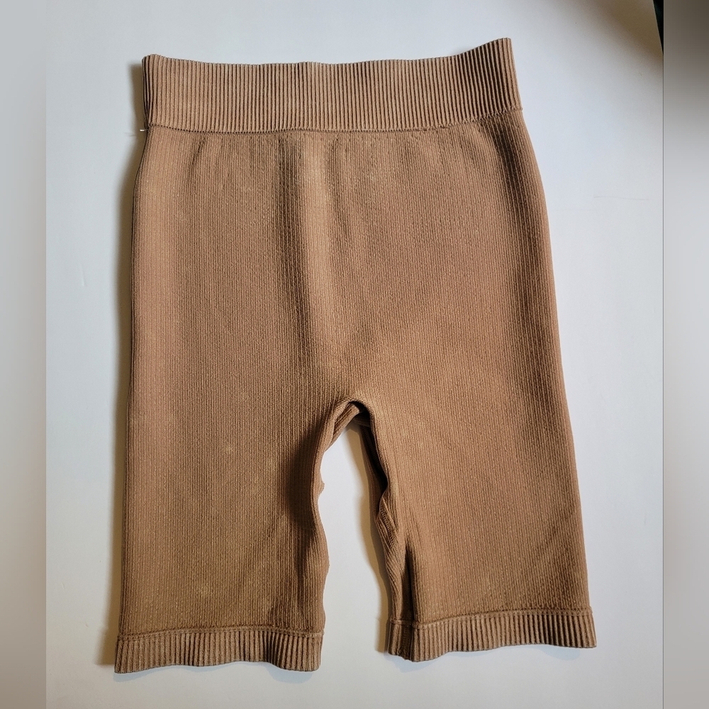 Women's Tan Ribbed Shorts - Picture 7 of 10